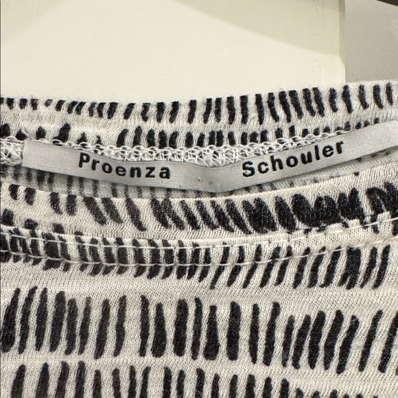 Proenza Schouler Scoop Neck 100% Cotton Long Sleeve Top, Black and White, Small - Picture 3 of 4